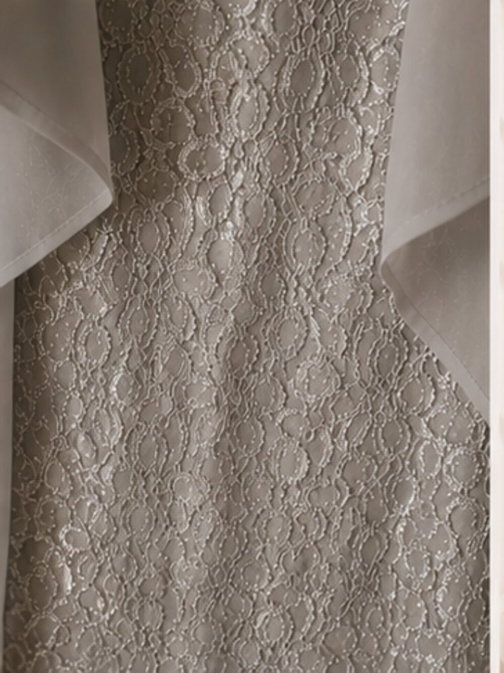 R&M Richards 2-piece glitter lace sheath dress and jacket set in a champagne - Picture 6 of 7